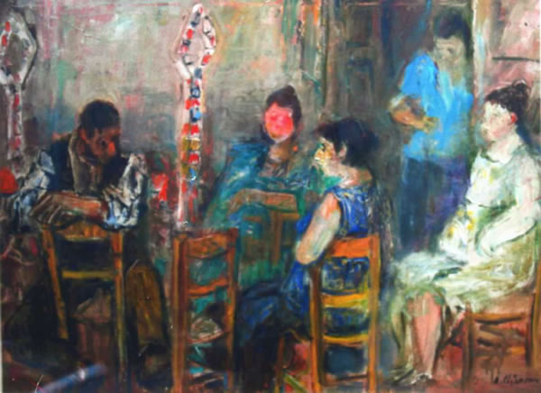 Basso napoletano, sd 1958, olio su tela, cm 50x70, Napoli, collezione Masullo